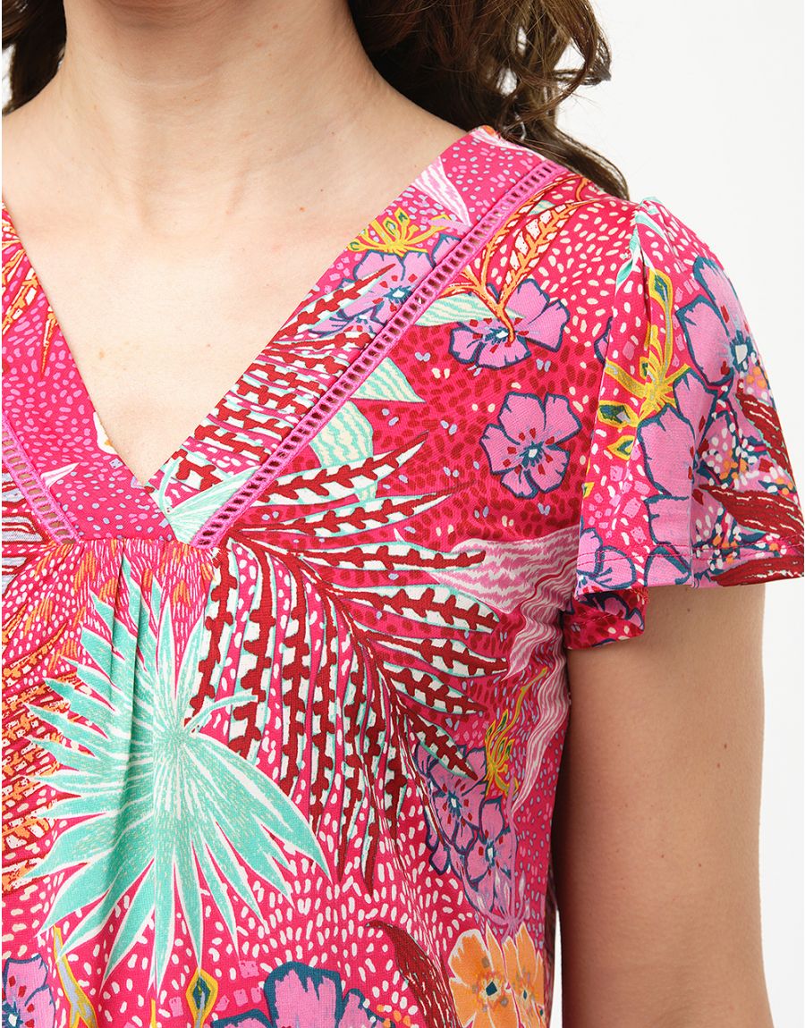 T-shirt tropical fuchsia