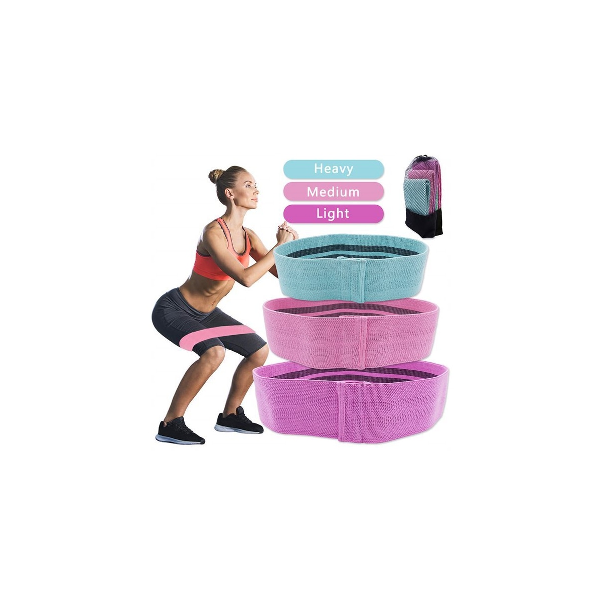 Yoga Stretch Band - 3-pakning med forskjellige lengder