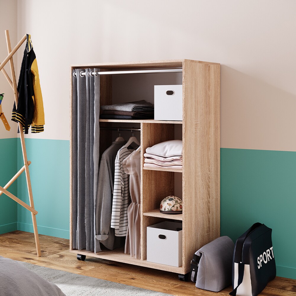 Vicco mobiler Kleiderschrank Dielenschrank Garderobe Doros Sonoma 100 x 147 cm offen rollbar