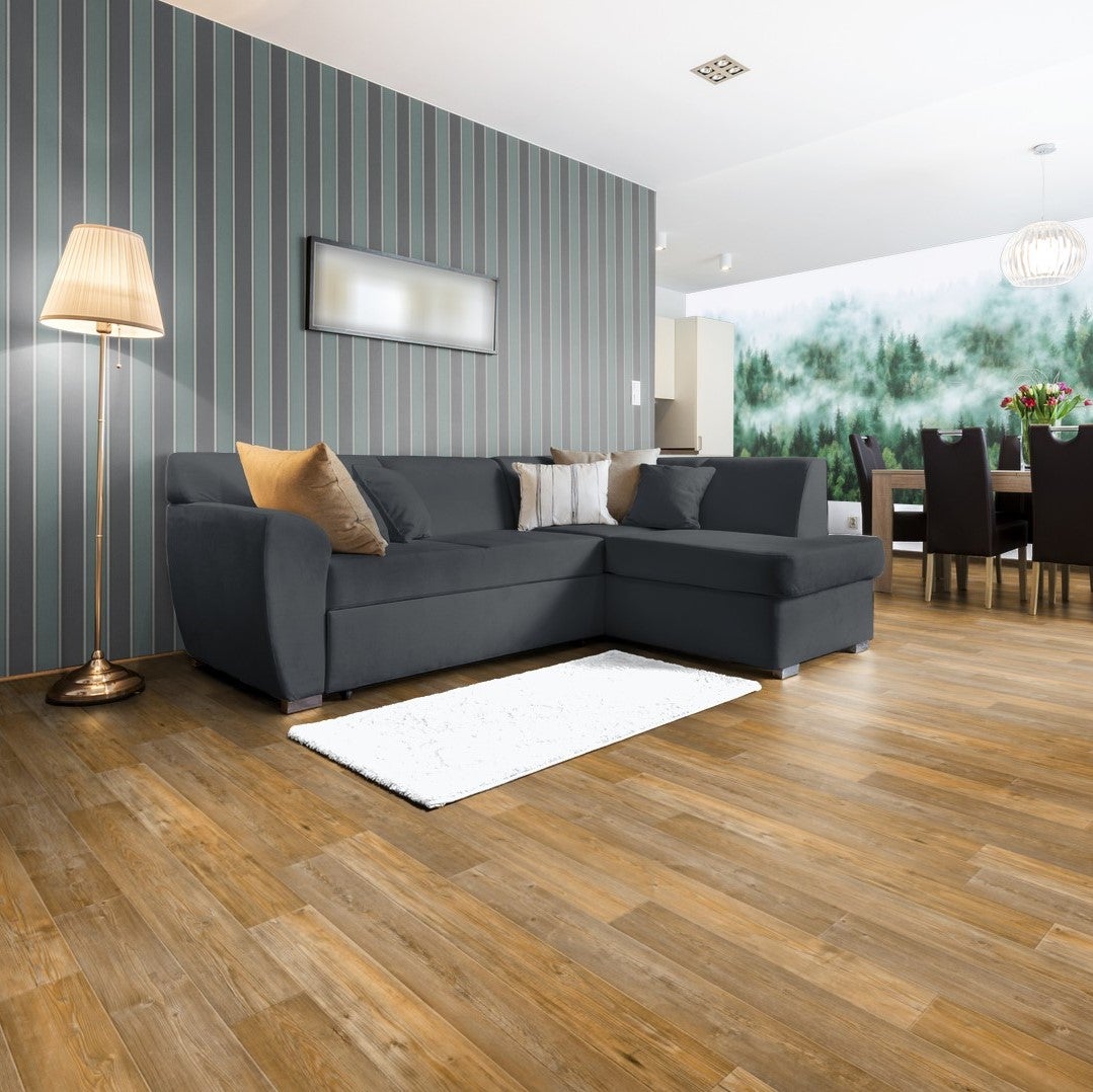 PVC-vloer, per meter verkocht, rustieke houtlook met schuimrug, 200 cm breed (per meter verkocht)