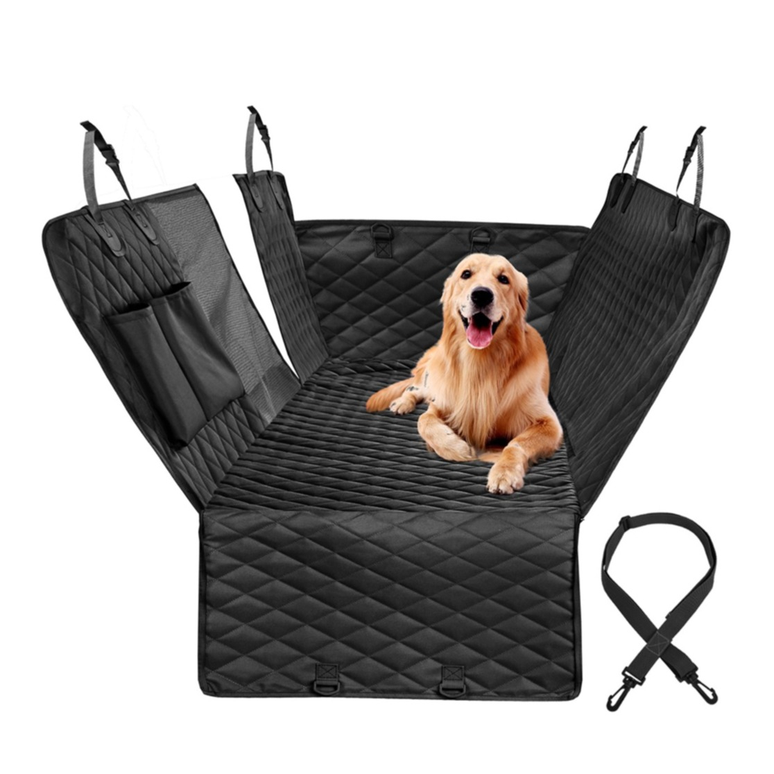 (205x149cm) Auto Rücksitz Hundedecke Wasserfeste Abdeckung mit Reissverschluss   Sichtfenster - Schwarz