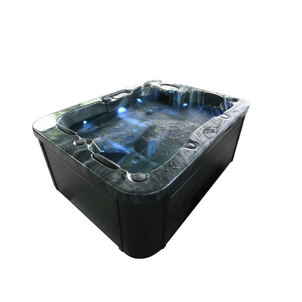 Home Deluxe - Buitenwhirlpool - BLACK MARBLE PURE - Afmetingen 210 x 160 x 85 cm - Incl. verwarming, 27 massagejets en 9 lampen | Buitenwhirlpool spa voor 3 personen