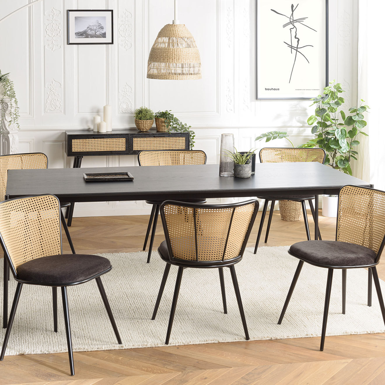 Macabane 2 Chaises Léa noires - 55x60x78 cm