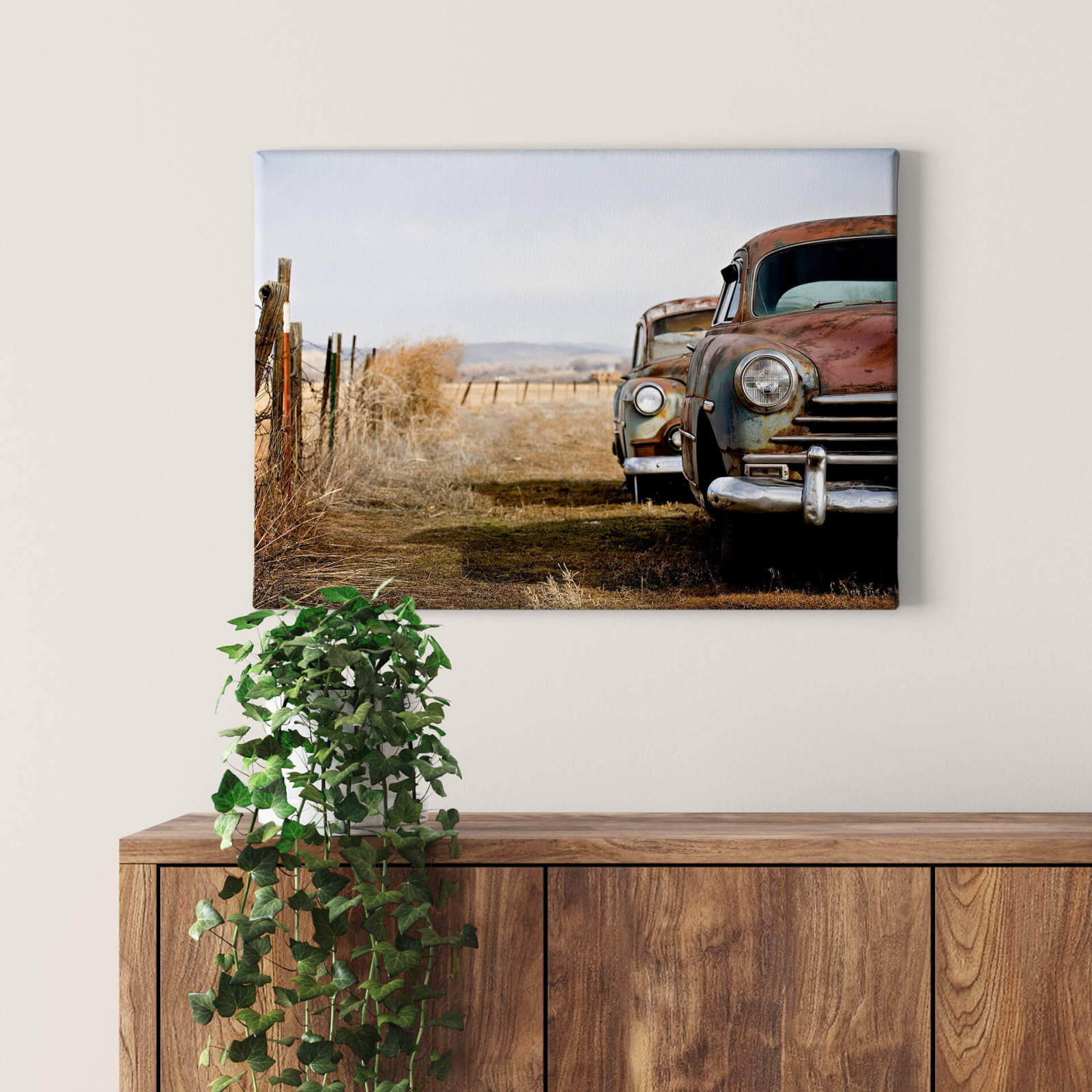 Leinwandbild OLDTIMER - braun-beige - 70x50 cm