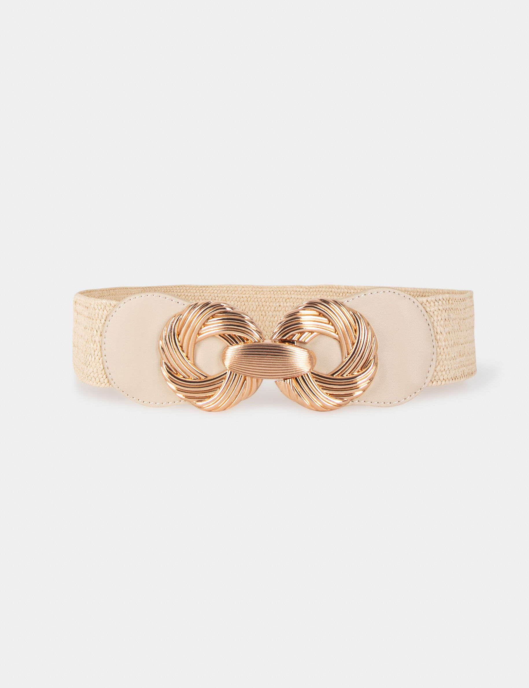 Ceinture élastiquée avec boucles beige femme - beige