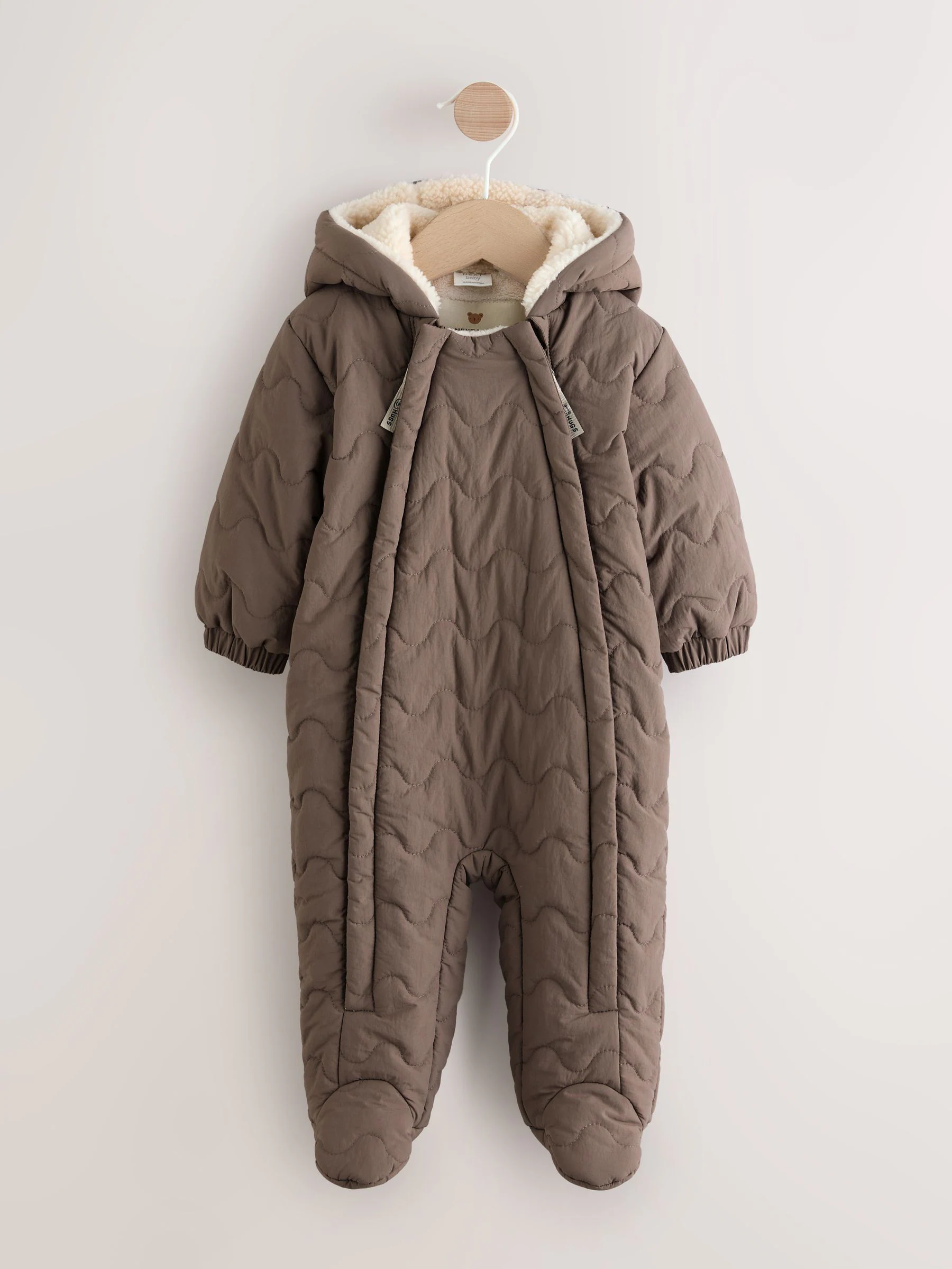 Bruin - Baby all-in-one van nylon met capuchon (0-18mnd)