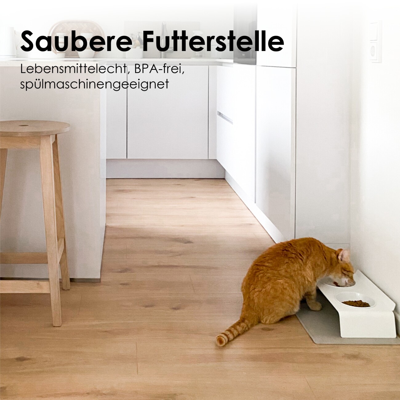 LucyBalu SQUARE Katzen Napfunterlage taupe S
