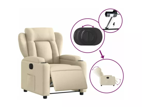 Fauteuil inclinable électrique Crème Tissu