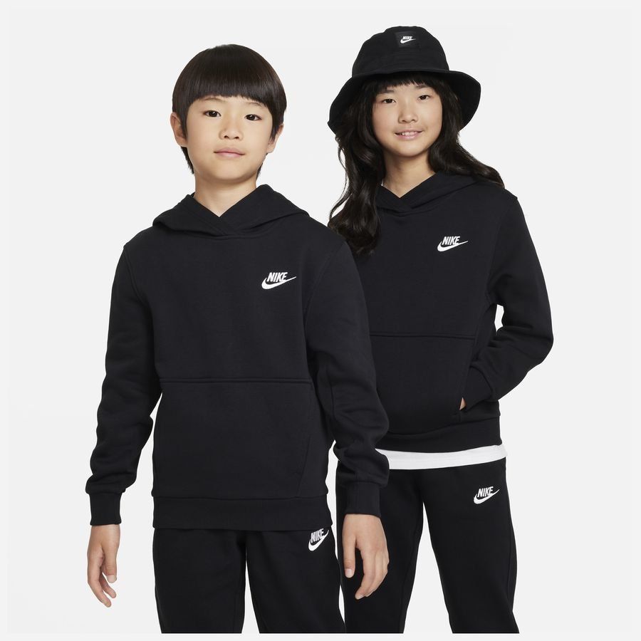 Nike Sweat à Capuche NSW Club Fleece - Noir/Blanc Enfant