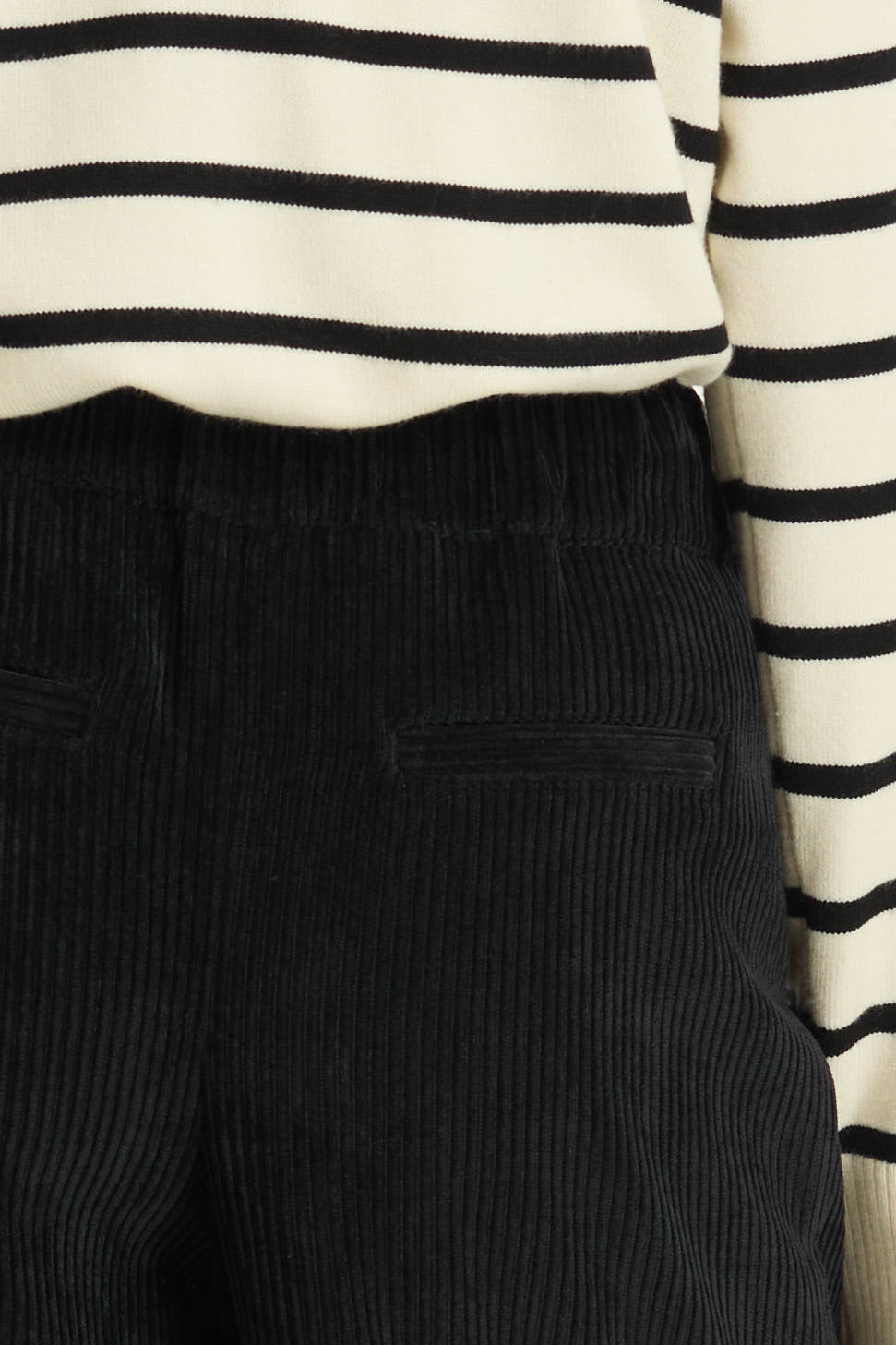 anytime corduroy wide leg broek zwart