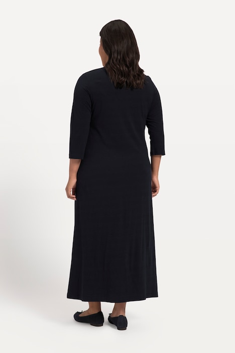 Jerseykleid, A-Line, Blüten, Taschen, Rundhals, 3/4-Arm