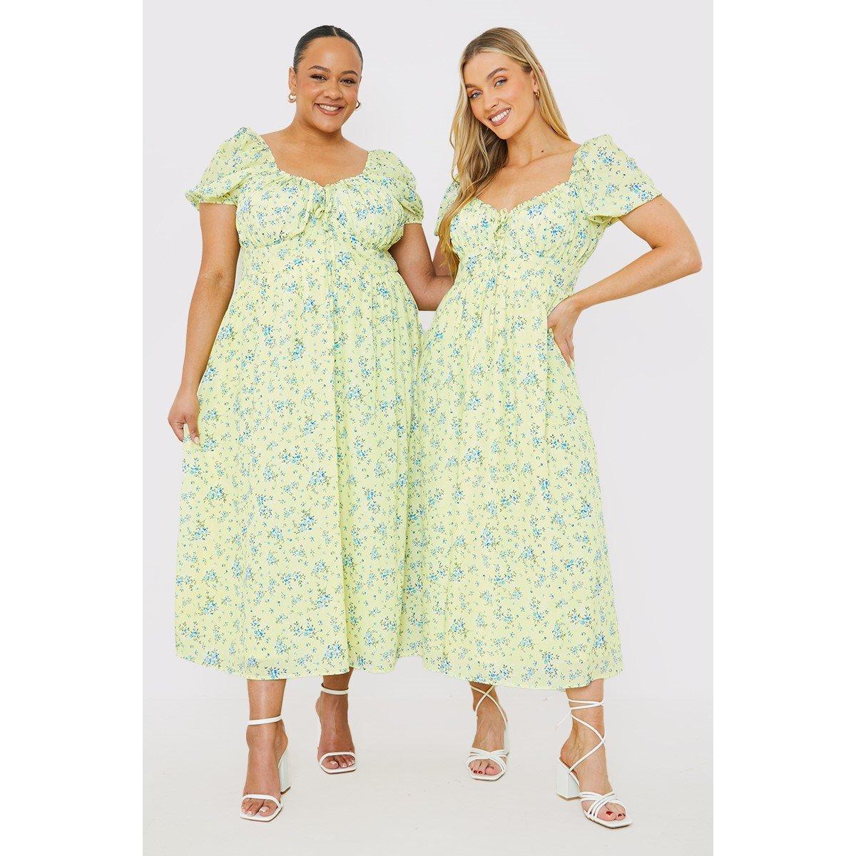 In The Style Studio In The Style Printed Bardot Midi Dress