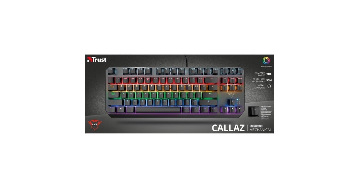 TrustGXT 834 Callaz, gaming toetsenbord  (Zwart, EU lay-out (QWERTY), Outemu Red, TKL, RGB led)