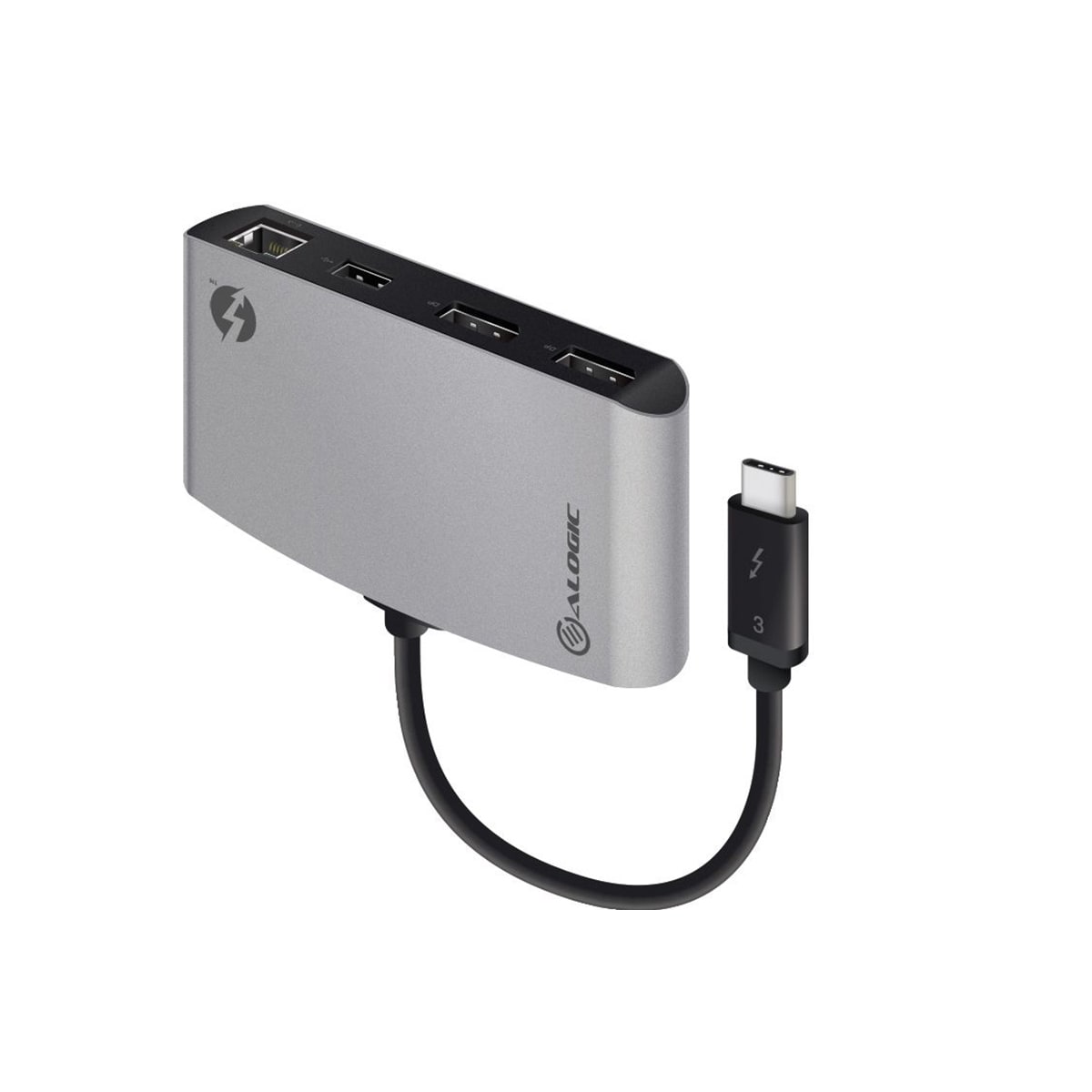 Alogic Thunderbolt 3 Dual DisplayPort dockingstasjon (grå)