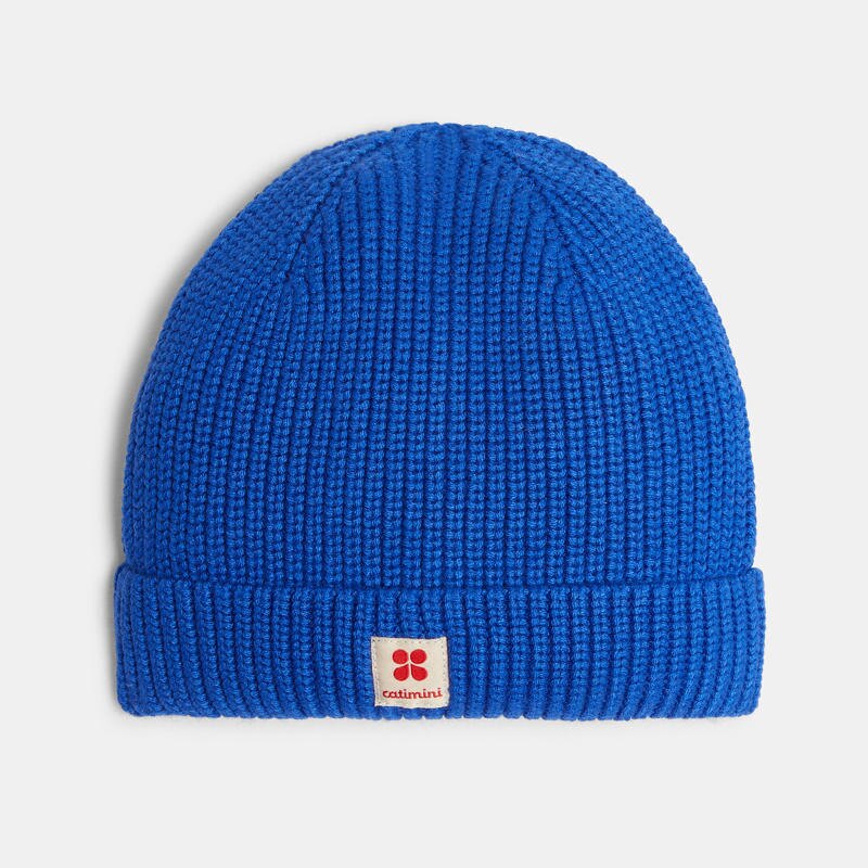 Bonnet enfant en maille tricot bleu azulejos garçon Catimini Bleu