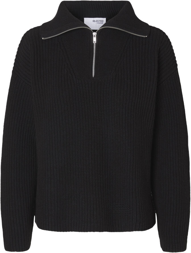 Selected Femme SLFBLOOMIE LS KNIT HALF ZIP NOOS Sort