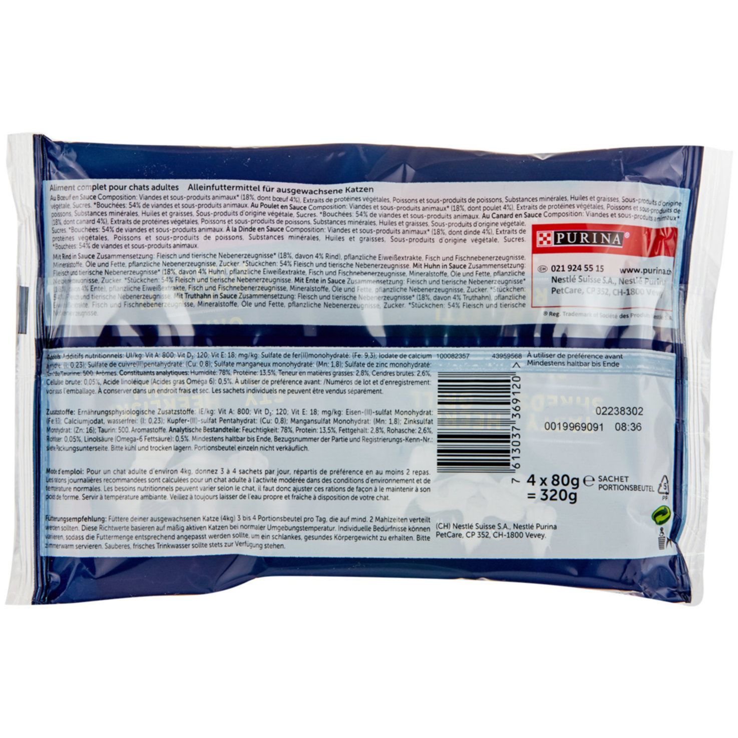 Felix Tasty Shreds Katzenfutter in Sauce Fleisch 4x80g