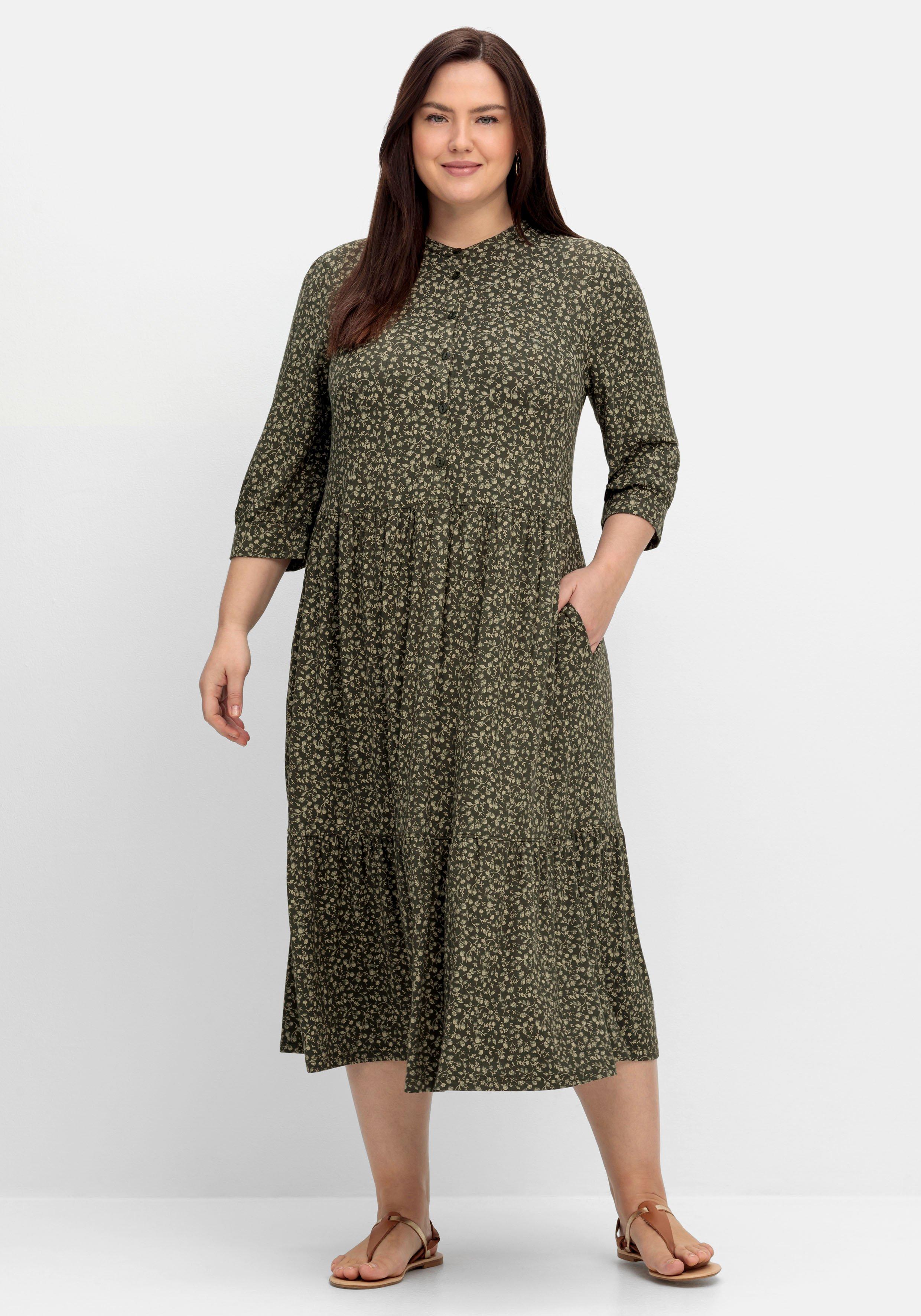 Jerseykleid im Millefleursprint, mit Stufenvolant