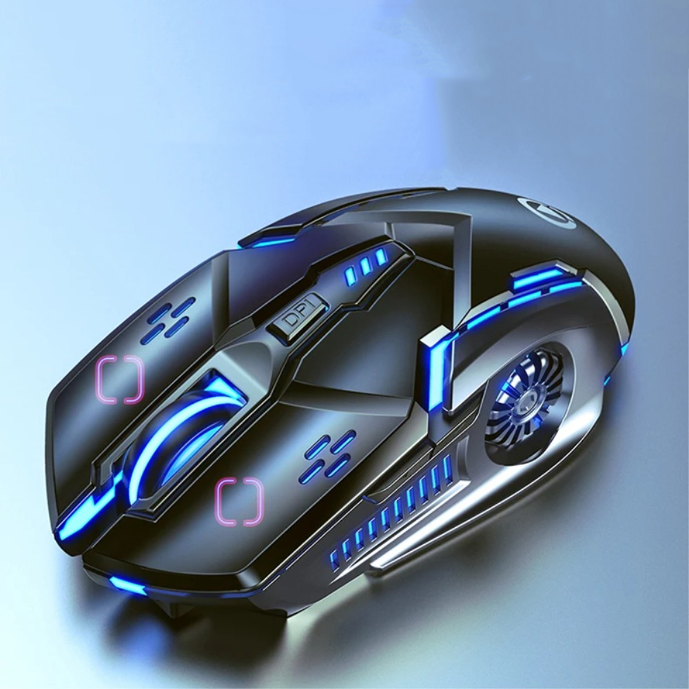 2.4 GHz Optische Wireless Funk Gaming Maus 3200 DPI mit LED Beleuchtung   integriertem Akku (400mAh) - Schwarz