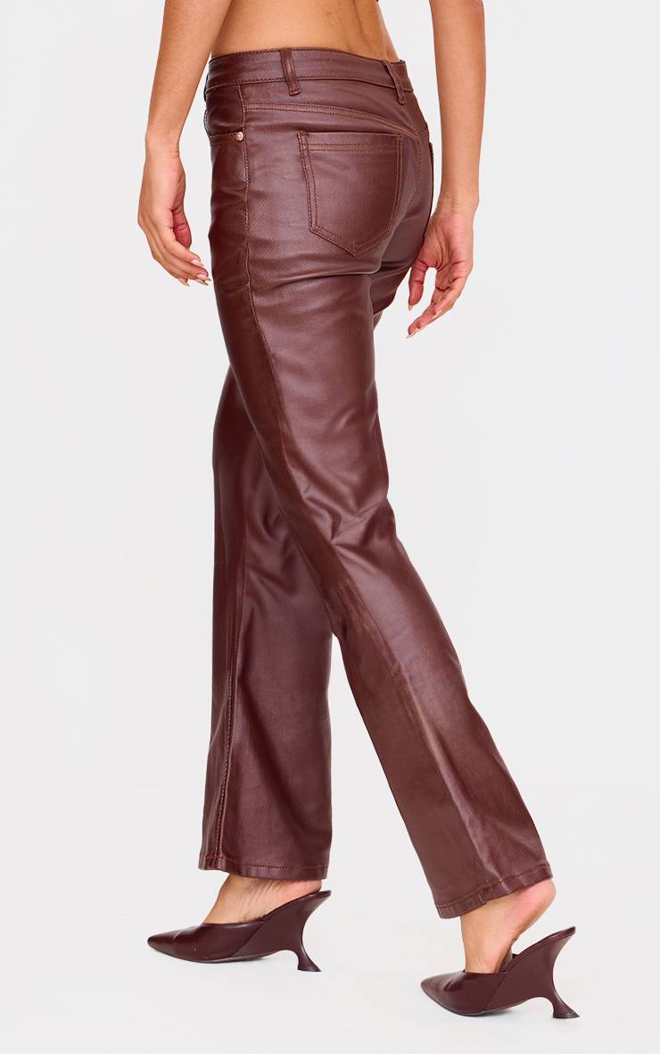 Marron Jean Évasé En Denim Enduit