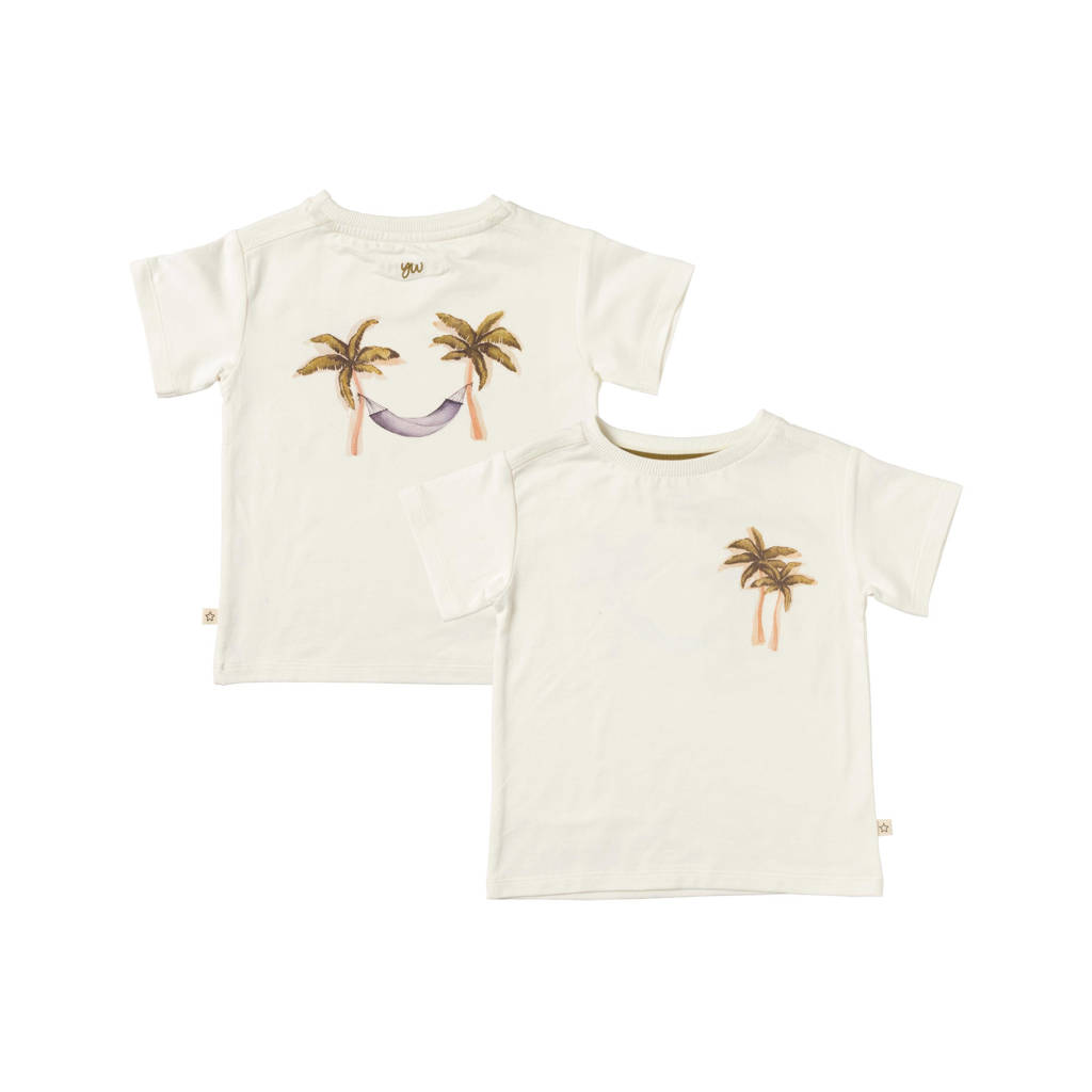 Your Wishes T-shirt Ezra met backprint offwhite/groen
