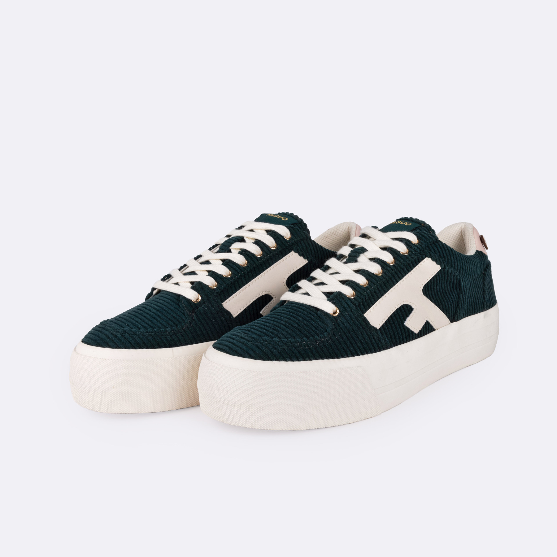 Tennis vert foncé végan en polyester recyclé et pu - modèle Walnut platform