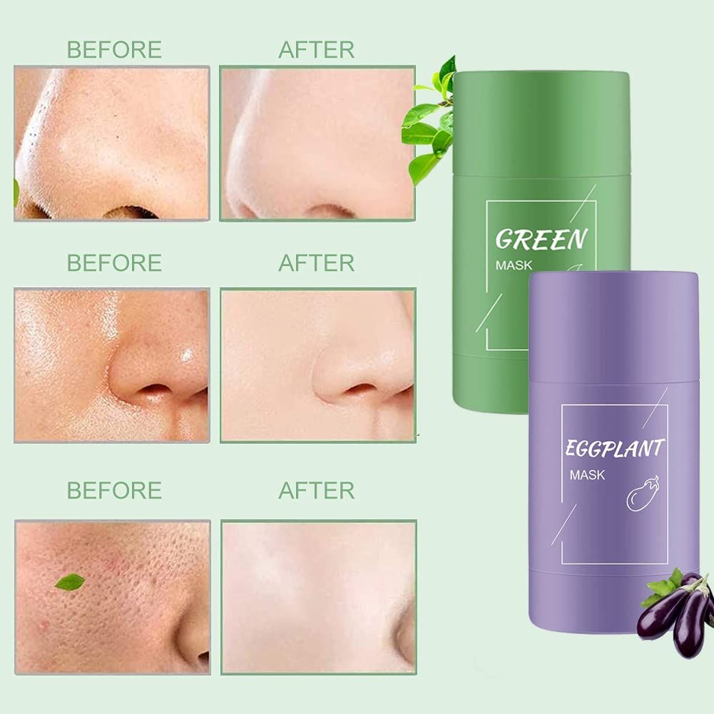 AONAT  2 Stück Grüner Tee Maske,Green Mask Stick,Grüntee Purifying Clay Grüntee Maske Ölkontrolle
