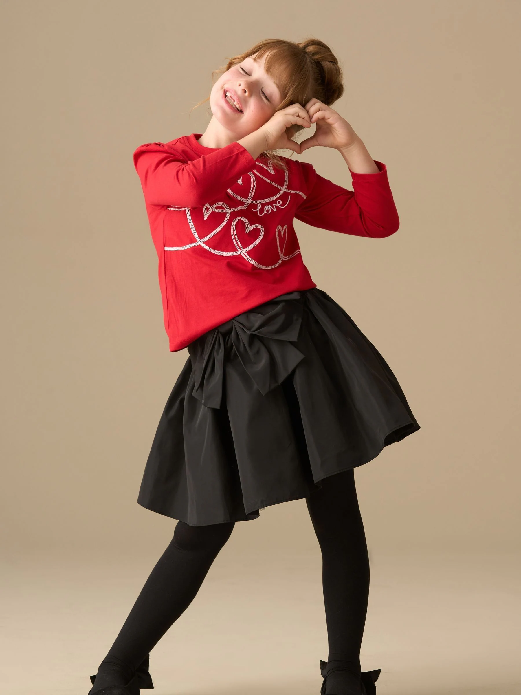 Angel & Rocket Noelle Sequin Heart Long Sleeve Top