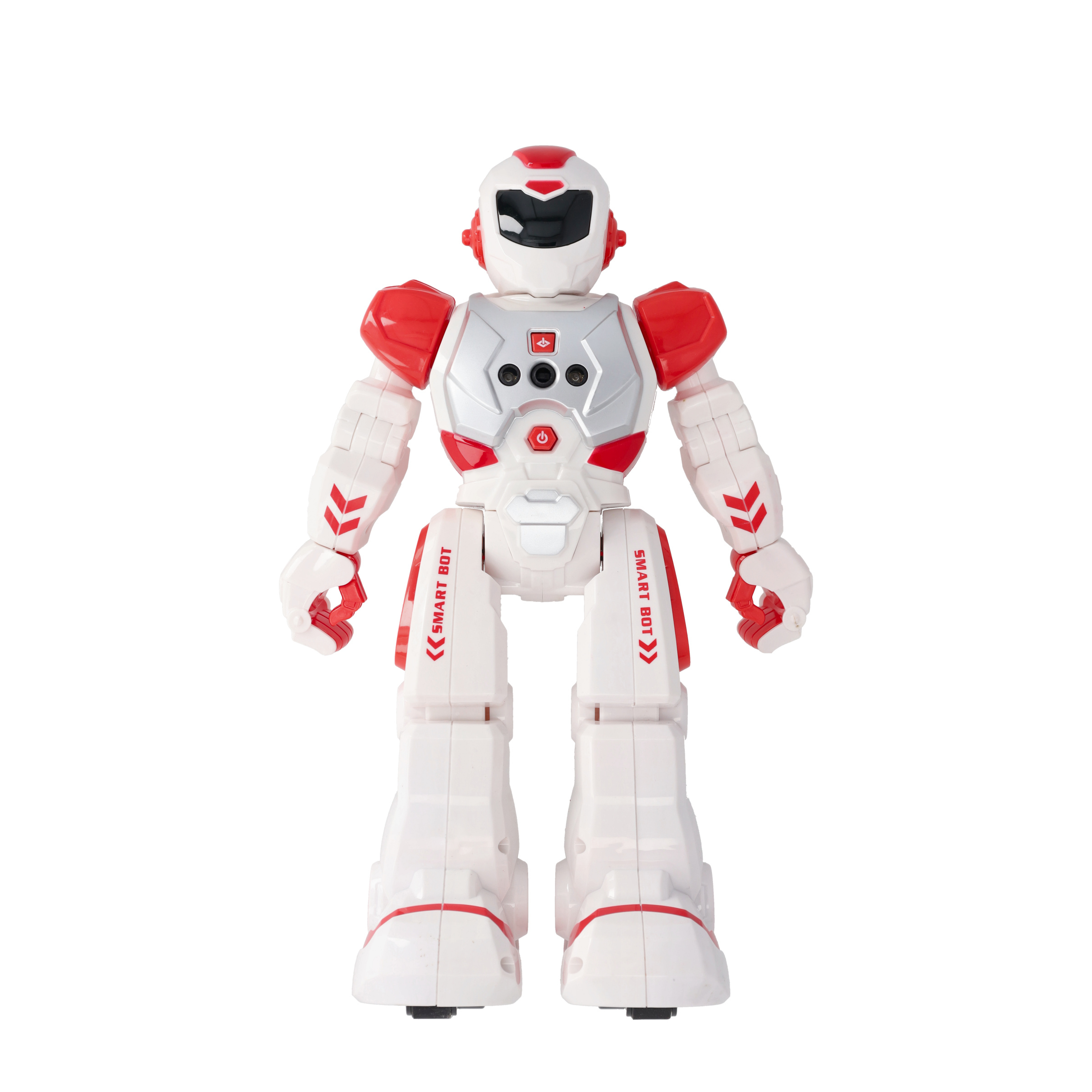 (27x16cm) Tanzender USB Party Roboter Kinder Spielzeug Ferngesteuerter Robot mit LED Augen / Gesten Steuerung inkl. Controller - Weiss / Rot