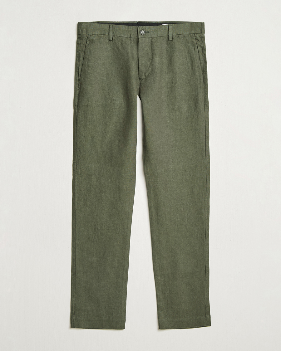 NN07 Theo Linen Trousers Croc Green