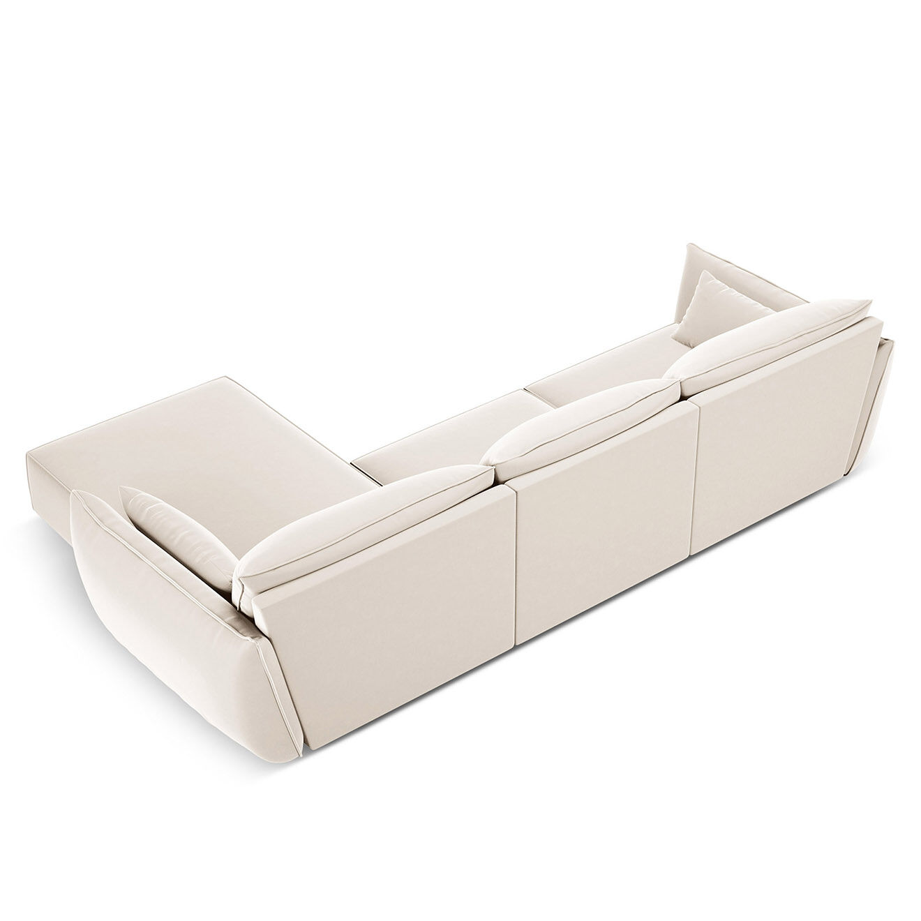 Mazzini Sofas Canapé d'angle droit Velours Vanda 4 Places beige clair - 300x166x85 cm