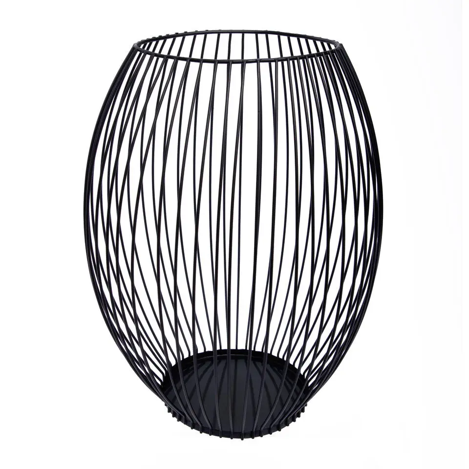 QUVIO Kaarsenhouder met frame - 24 cm - Rond - Metaal - Zwart