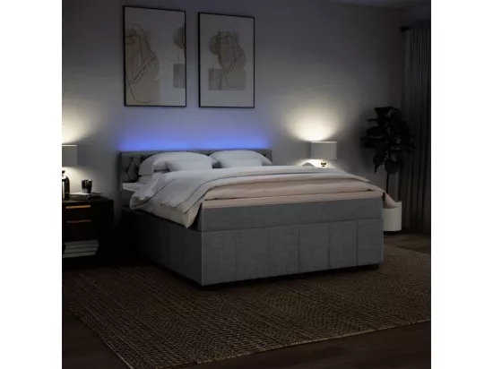Sommier à lattes de lit avec matelas Gris clair 180x200cm Tissu