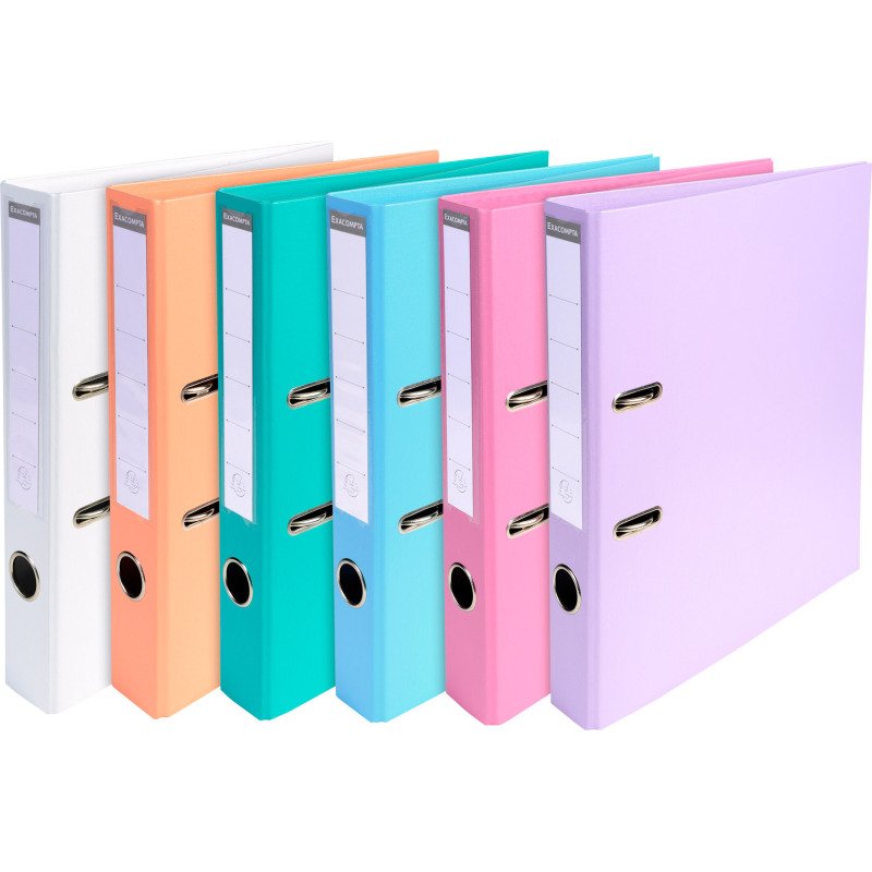 Classeur à levier plastifié Exacompta A4 - Dos 5 cm couleurs assorties pastel