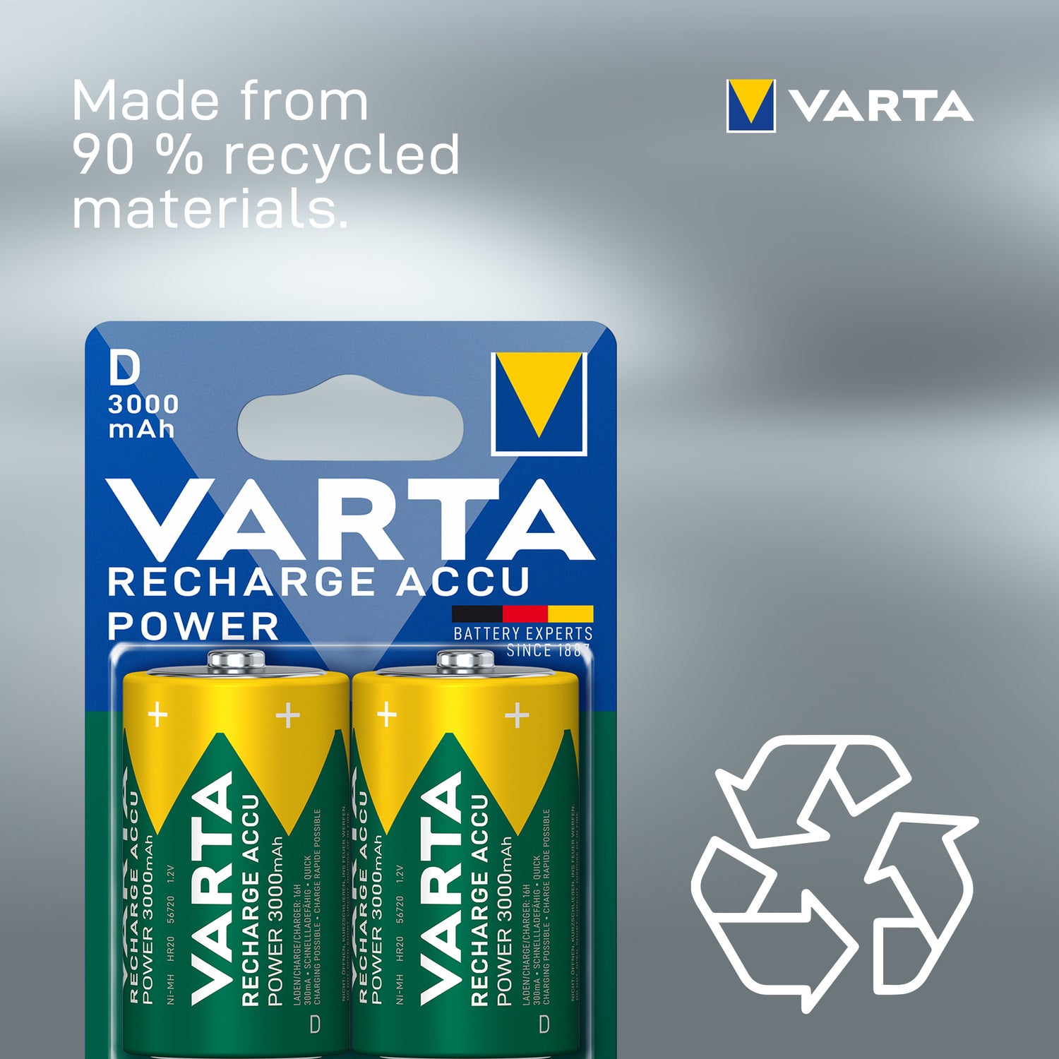 Varta D oplaadbare batterij Accu Power 2 stuks