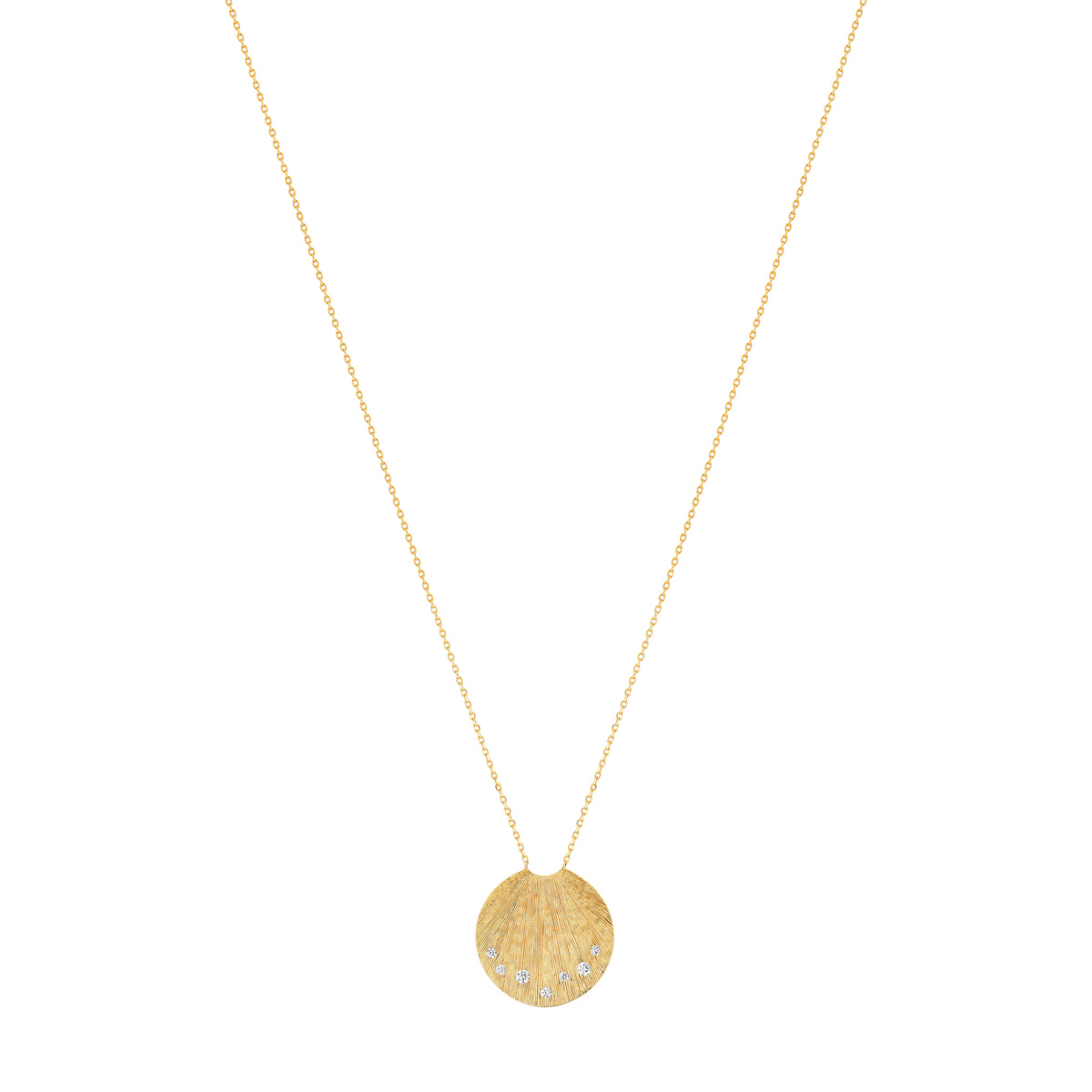 Collier plaqué or médaille zirconias 45 cm