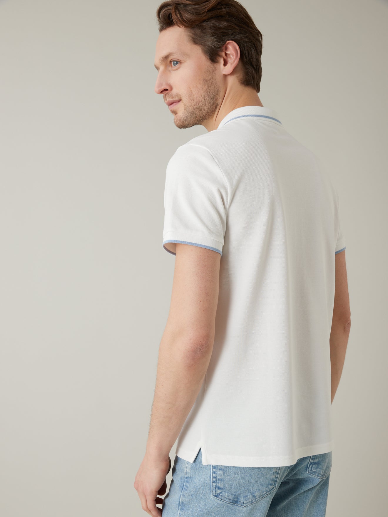 Polo maille piquée bicolore homme - coton bio