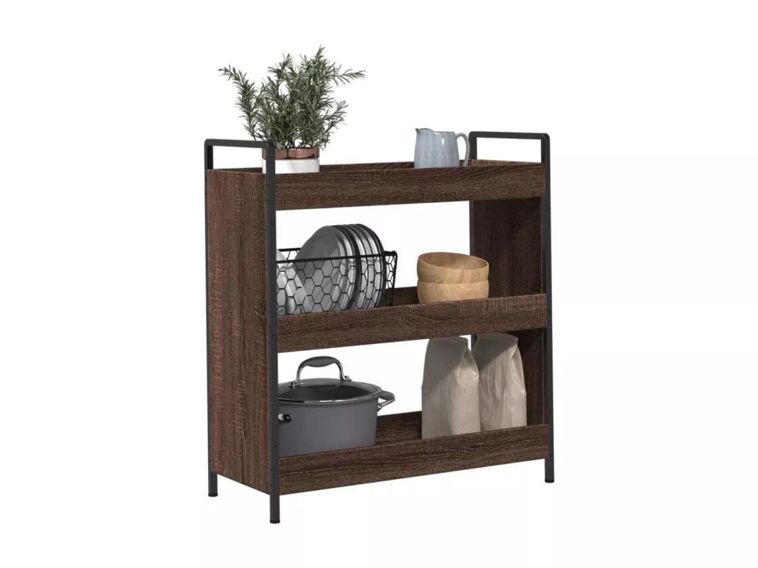 Chariot de cuisine chêne marron 70x30x82 cm bois d'ingénierie