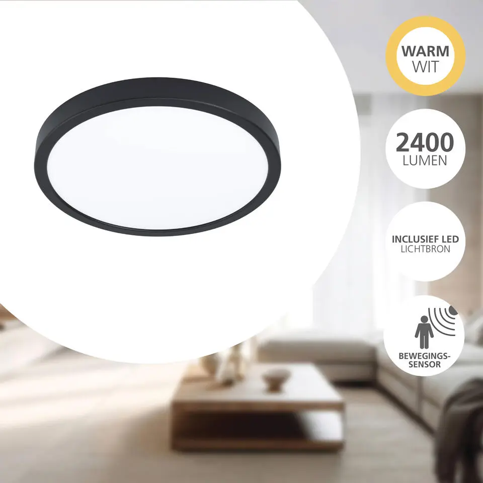 EGLO Fueva 5 Opbouwlamp - LED - Ø 28,5 cm - Zwart/Wit