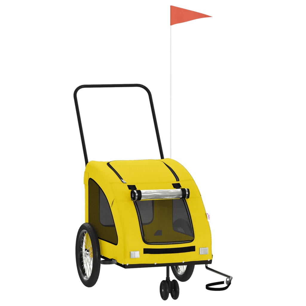 vidaXL Reboque para Bicicleta de Animais de Estimação em Tecido Oxford de Ferro Amarelo