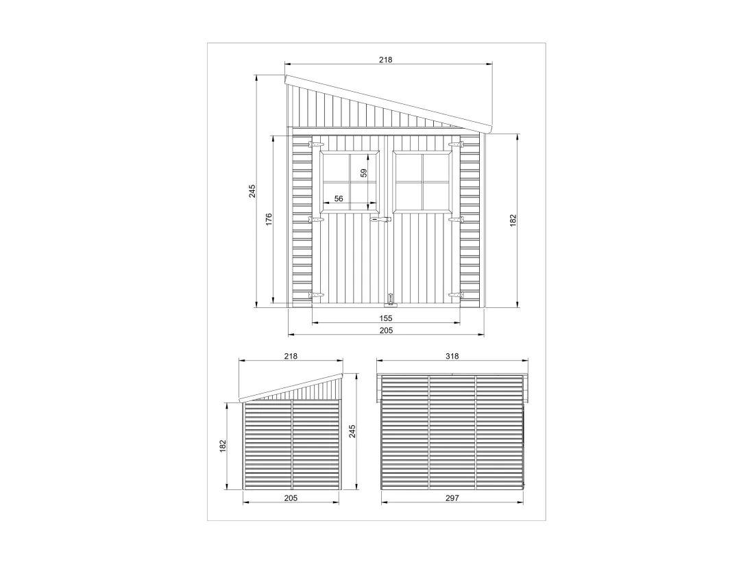 Abri de Jardin en Bois (avec paroi latérale) - 6 m2 - TIMBELA M339A
