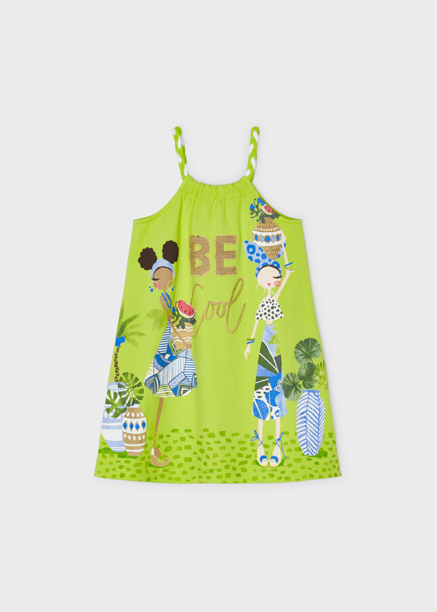 Vestido com estampa de algodão sustentável para meninas