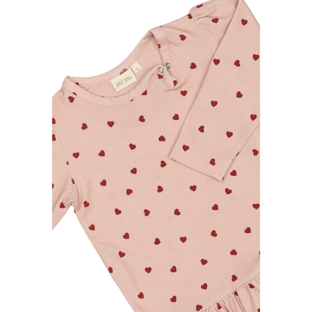 Køb Petit Piao Heart Kjole L/S Gather Printed