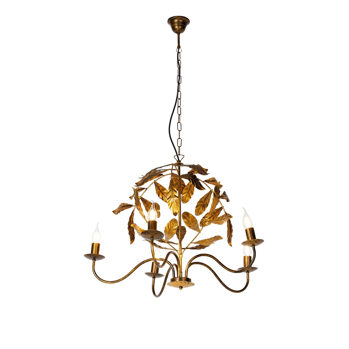 Vintage kroonluchter antiek goud 6 lampen - Linden