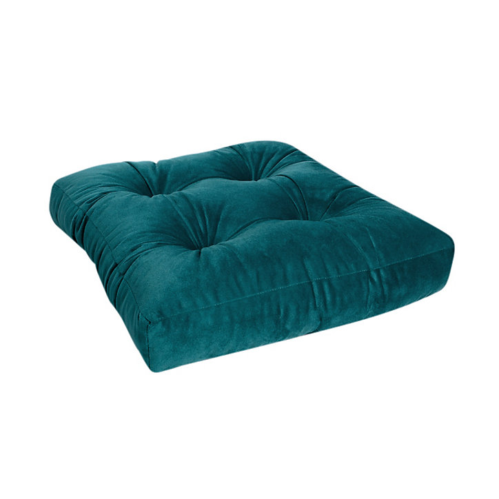 Coussin de sol Vally L.50 x l.50 x ep. 8 cm velours bleu