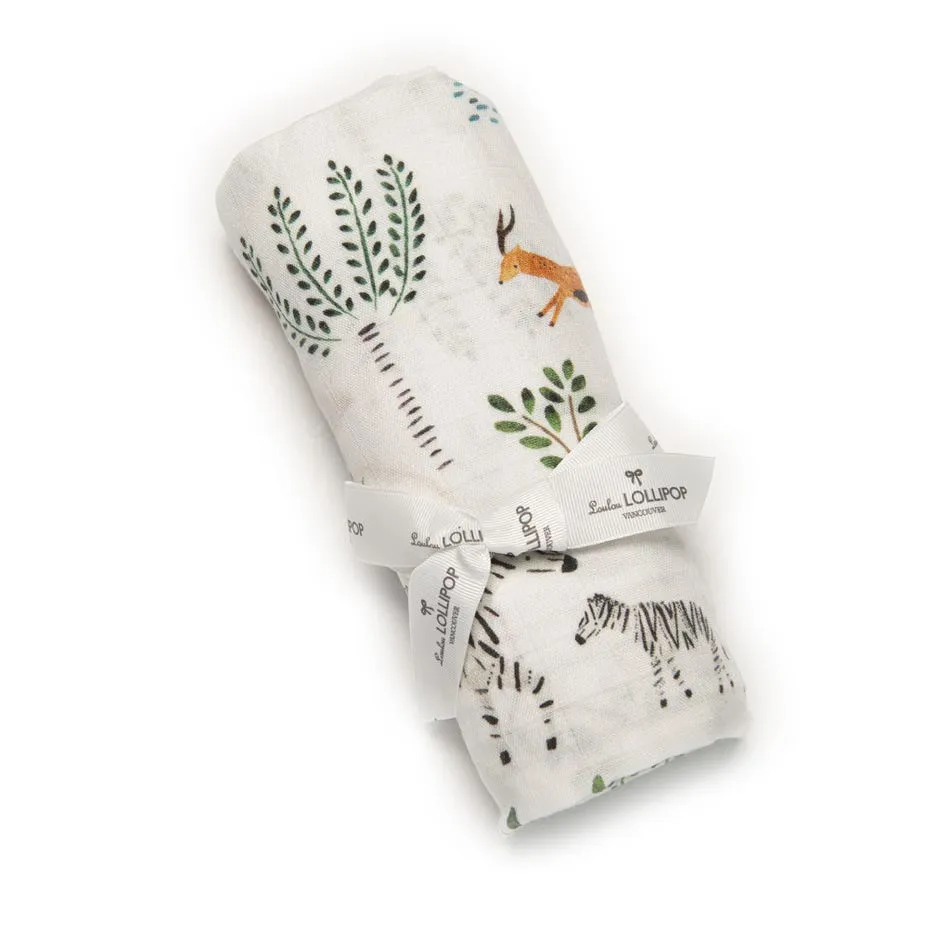 Loulou Lollipop Drap Contour + Couverture Mousseline Bambou  - Safari