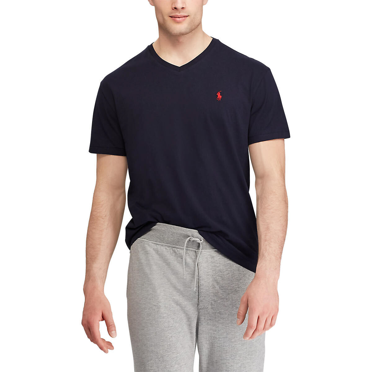 Camiseta POLO RALPH LAUREN com decote em V em malha de algodão.