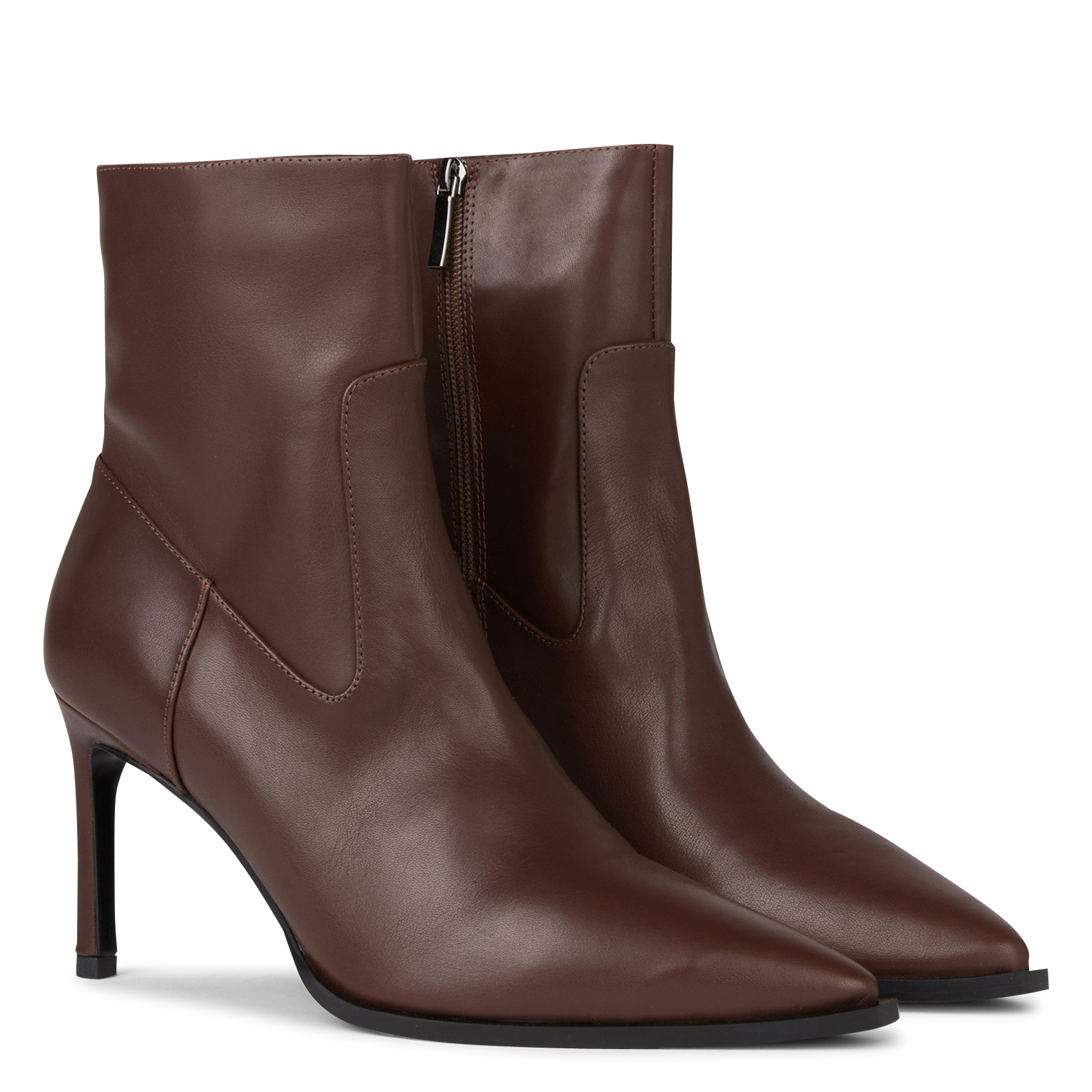 GEORGIA - Bottines à talon en cuir | Marron