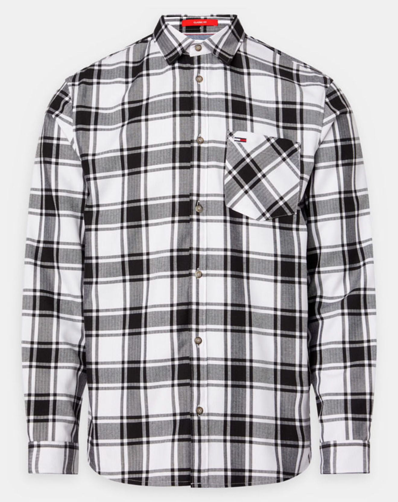 Tommy Jeans Chemise droite en Flanelle à carreaux blanc/noir