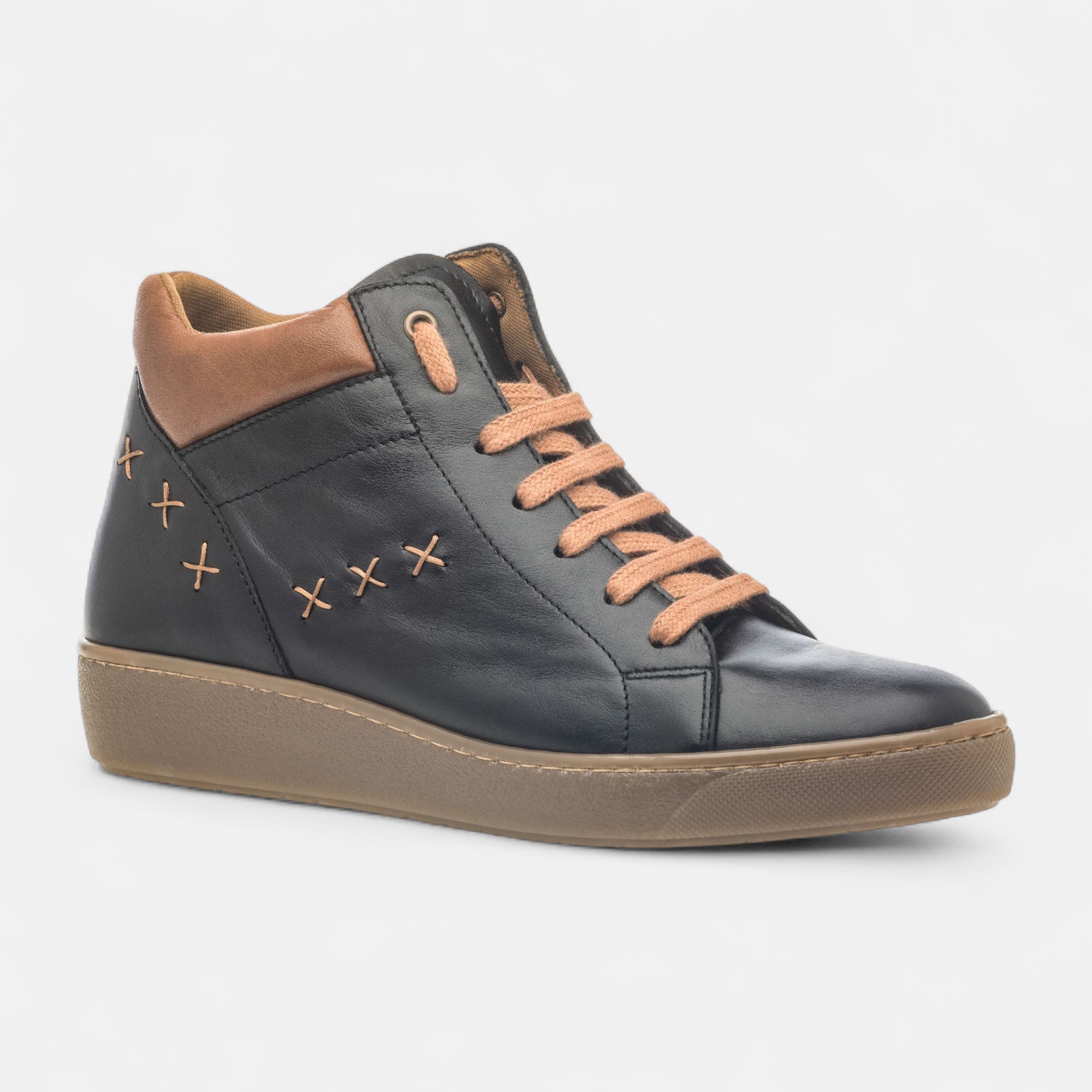 Baskets hautes Femme en cuir noir